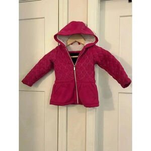 UNLIMITED TOO parka girls pink fleece lined scalloped stitching size 2T